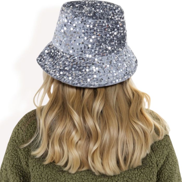 Women's Sequin Bucket Hat with Sparkling Design and Reversible Feature for Stylish Casual or Party Looks