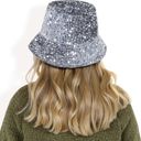 Gray Women's Sequin Bucket Hat with Sparkling Design and Reversible Feature for Stylish Casual or Party Looks