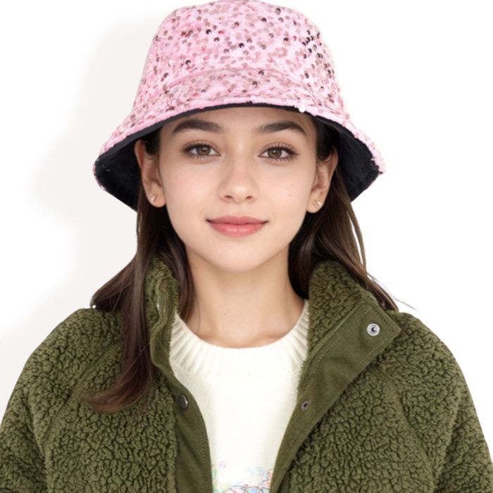 Women's Sequin Bucket Hat with Sparkling Design and Reversible Feature for Stylish Casual or Party Looks