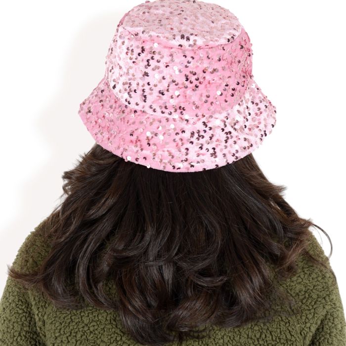 Women's Sequin Bucket Hat with Sparkling Design and Reversible Feature for Stylish Casual or Party Looks