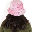 Pink Women's Sequin Bucket Hat with Sparkling Design and Reversible Feature for Stylish Casual or Party Looks