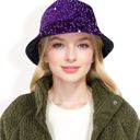 Purple Women's Sequin Bucket Hat with Sparkling Design and Reversible Feature for Stylish Casual or Party Looks