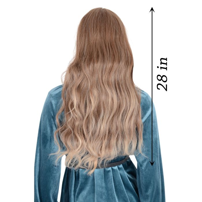 28-Inch Long Ombre Wavy Synthetic Wig with Middle Part and Heat-Resistant Natural Waves for Women Daily and Event Use