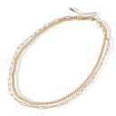  Stainless Steel Double Chain Necklace with 18K Gold Plating, Adjustable Length, Modern and Versatile Design