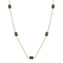  Stainless Steel Necklace with 18K Gold Plated Chain and Acrylic Gemstone Accents, Adjustable Length, Modern Design