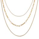  Stainless Steel Multi-Layer Necklace with 18K Gold Plating, Adjustable Length, Modern and Versatile Chain Design