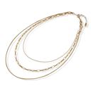  Stainless Steel Multi-Layer Necklace with 18K Gold Plating, Adjustable Length, Modern and Versatile Chain Design