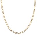  Stainless Steel Chain Necklace with 18K Gold Plating, Adjustable Length, Simple and Modern Paperclip Chain Design