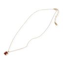  Stainless Steel Necklace with 18K Gold Plated Pendant, Red Zircon Stone, Adjustable Chain, Modern Design