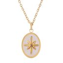  Stainless Steel Necklace with 18K Gold Plated Starburst Pendant, Mother of Pearl Inlay, Adjustable Chain, Unique Design