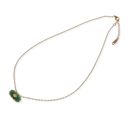  Stainless Steel Necklace with 18K Gold Plated Pendant, Green Natural Stone Inlay, Adjustable Chain, Unique Design