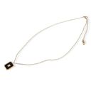 Black Stainless Steel Necklace with 18K Gold Plated Pendant, Black Enamel Inlay, Clear Zircon Stone Accent, Adjustable Chain