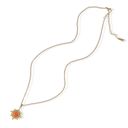  Stainless Steel Necklace with 18K Gold Plated Sun Pendant, Orange Acrylic Stone, Adjustable Chain, Unique Design