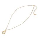  Stainless Steel Necklace with 18K Gold Plated Heart Lock Pendant, Mother of Pearl Inlay, Adjustable Chain, Unique Design