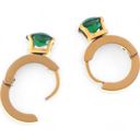  Gold Hoop Earrings with Emerald Green Heart Shaped Crystal Stud