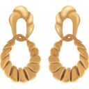  Gold Tone Twisted Hoop Earrings with Sculptural Modern Detail