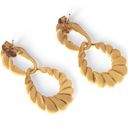 Gold Gold Tone Twisted Hoop Earrings with Sculptural Modern Detail