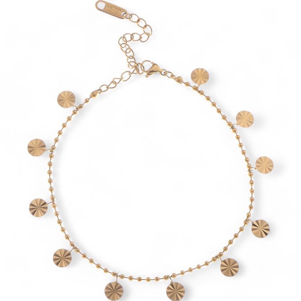 Dainty Charm Disc Bracelet with Adjustable Chain