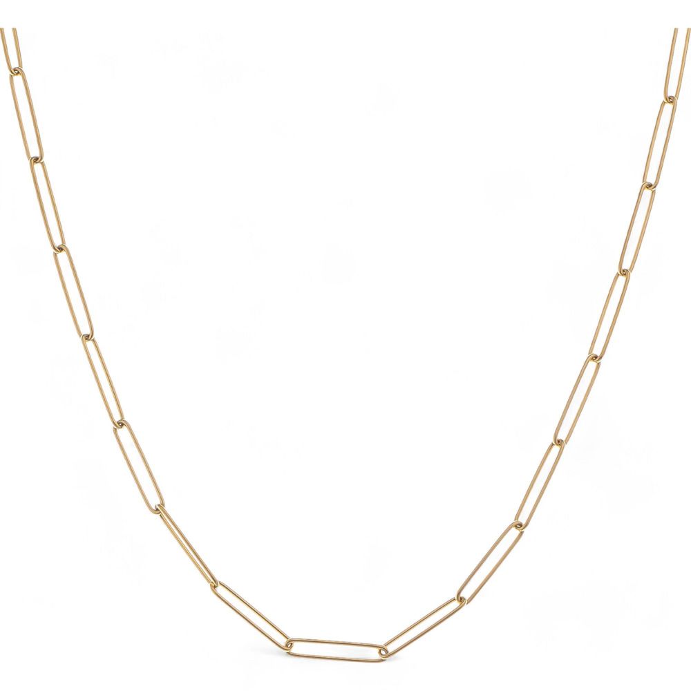 Minimalist Gold Tone Paperclip Chain Necklace Simple Modern Design