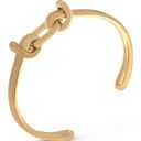  Gold Tone Chain Link Open Cuff Bracelet Minimalist Modern Style