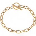 Gold Paperclip Chain Bracelet with Toggle Clasp