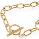 Gold Paperclip Chain Bracelet with Toggle Clasp