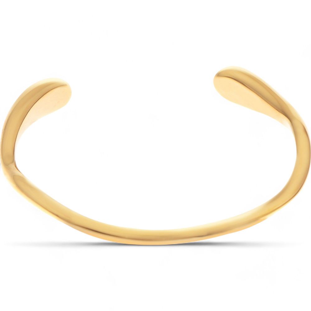 Minimalist Gold Tone Open Cuff Bracelet Smooth Sleek Design