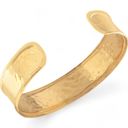  Hammered Texture Gold Tone Open Cuff Bracelet with Wide Band