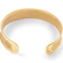  Hammered Texture Gold Tone Open Cuff Bracelet with Wide Band