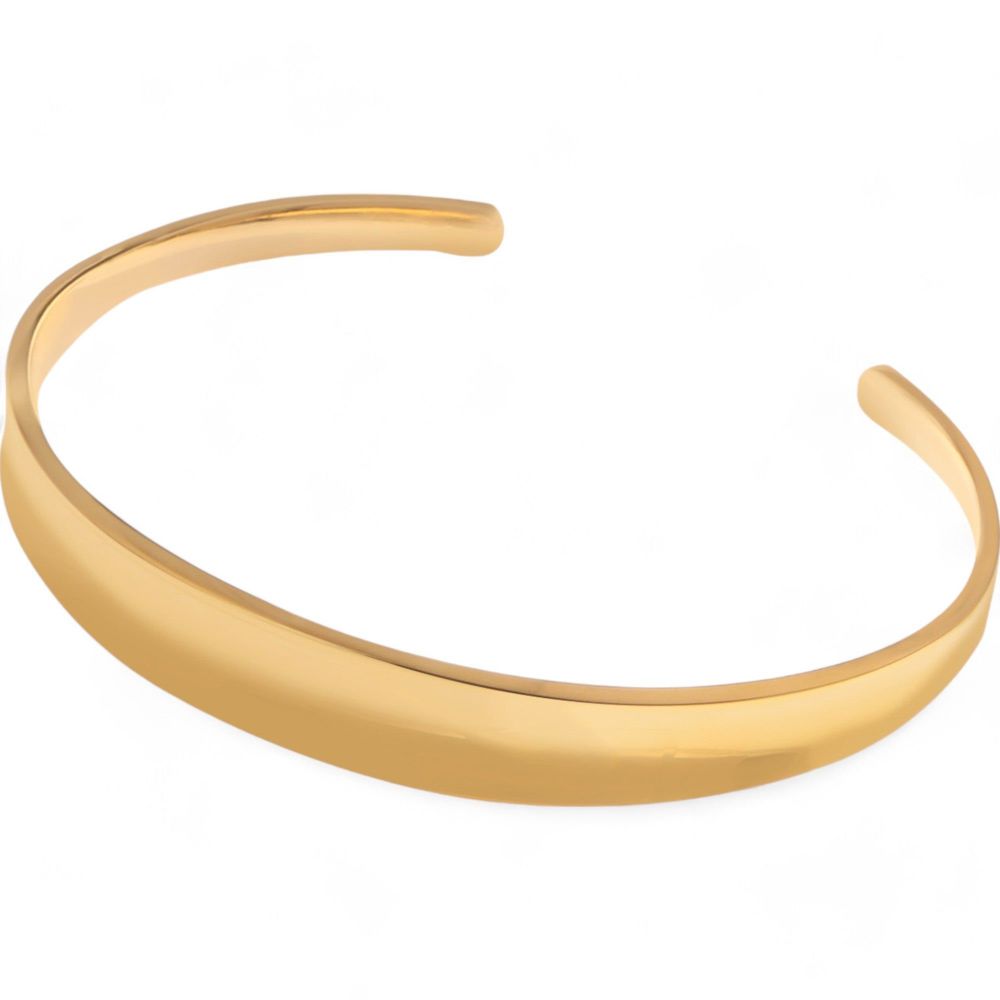 Slim Polished Cuff Bracelet with Gold Tone Minimalist Jewelry Piece