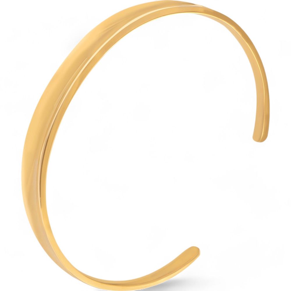 Slim Polished Cuff Bracelet with Gold Tone Minimalist Jewelry Piece