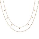  Double Layer Gold Tone Necklace with Diamond Shape Charms Layered Chain Design