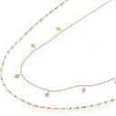  Double Layer Gold Tone Necklace with Diamond Shape Charms Layered Chain Design