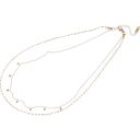  Double Layer Gold Tone Necklace with Diamond Shape Charms Layered Chain Design