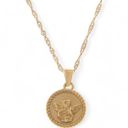  Gold Tone Angel Medallion Pendant Necklace with Twisted Rope Chain