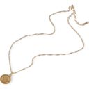  Gold Tone Angel Medallion Pendant Necklace with Twisted Rope Chain