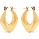  Gold Tone Hoop Earrings with Sculptural Modern Geometric Design