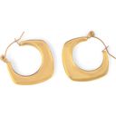  Gold Tone Hoop Earrings with Sculptural Modern Geometric Design