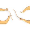  Gold Tone Hoop Earrings with Sculptural Modern Geometric Design