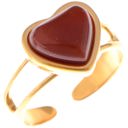  Gold Tone Heart Ring with Red Gemstone Accent