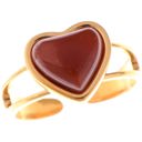 Gold Gold Tone Heart Ring with Red Gemstone Accent