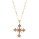  Gold Tone Cross Necklace with Rhinestone Detailing