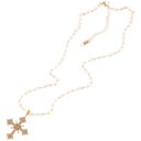 Gold Gold Tone Cross Necklace with Rhinestone Detailing