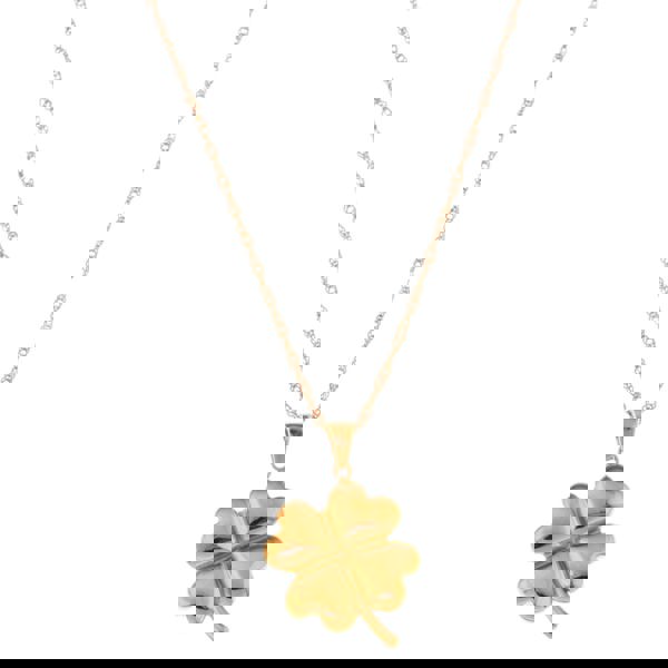 Gold Tone Four-Leaf Clover Pendant Necklace with Delicate Chain | Jane