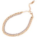 Gold Dual Chain Rhinestone Bracelet with Gold Tone Finish