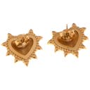 Gold Gold Tone Heart Stud Earrings with Rhinestone Accents