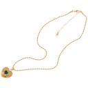 Gold Gold Tone Heart Pendant Necklace with Green Gemstone and Crystal Accents