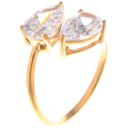  Gold Tone Double Teardrop Cubic Zirconia Open Ring