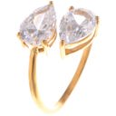 Gold Gold Tone Double Teardrop Cubic Zirconia Open Ring