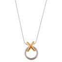  Two-Tone Circle and Cross Pendant Necklace with Snake Chain - Silver